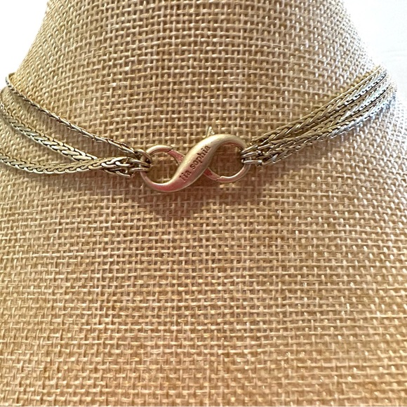 Lia Sophia Necklace gold tone triple strand chain w/ InfinitMe clasp - Picture 8 of 11